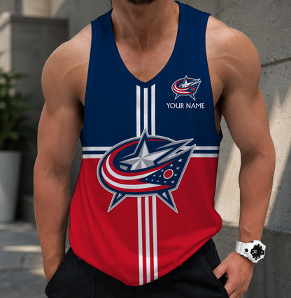 LIMITED EDITION - NEW CUSTOMIZED NHL18 CBJ COLUMBUS BLUE JACKETS MEN'S TANK TOP
