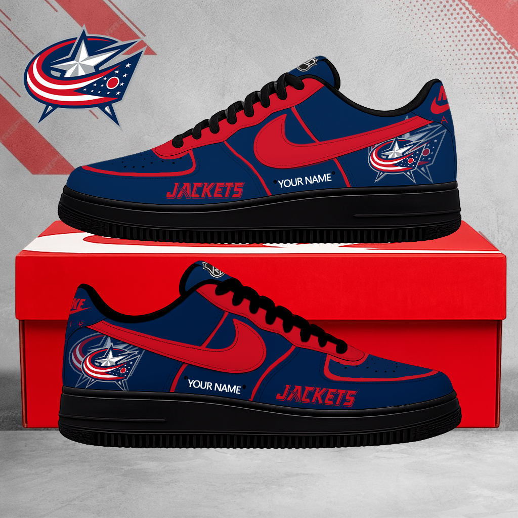 LIMITED EDITION - NEW CUSTOMIZED NHL18 CBJ COLUMBUS BLUE JACKETS AF1 SHOES