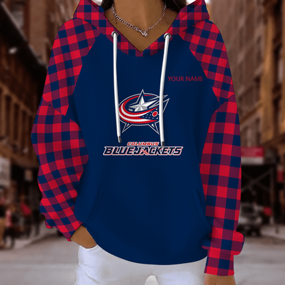 [SUPER SALE] NEW CUSTOMIZED NHL18 CBJ COLUMBUS BLUE JACKETS RIBBED HOODIE & SWEATSHIRT