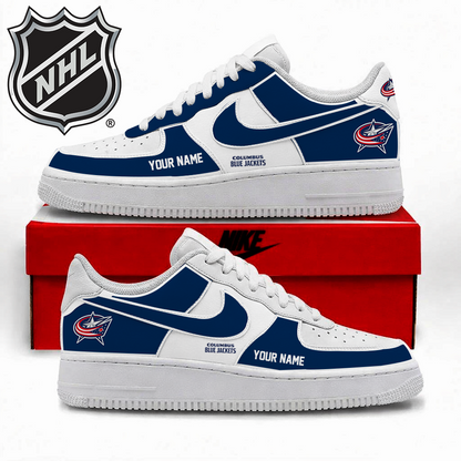 LIMITED EDITION - NEW CUSTOMIZED NHL18 CBJ COLUMBUS BLUE JACKETS AF1 SHOES