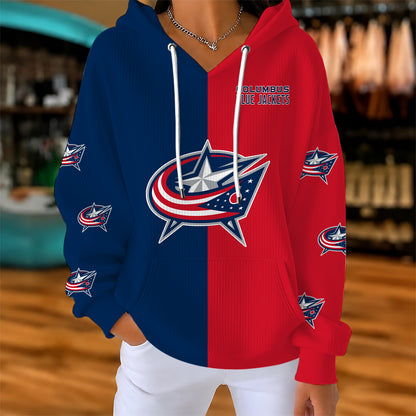 [SUPER SALE] NEW CUSTOMIZED NHL18 CBJ COLUMBUS BLUE JACKETS RIBBED HOODIE & SWEATSHIRT
