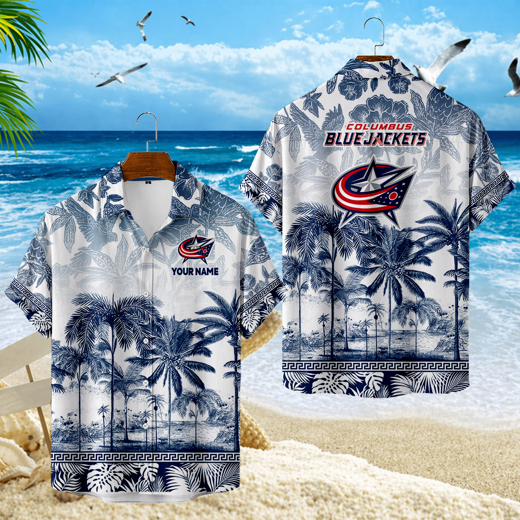 LIMITED EDITION - NEW CUSTOMIZED NHL18 CBJ COLUMBUS BLUE JACKETS UNISEX HAWAIIAN SHIRT