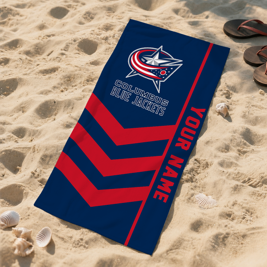 SPECIAL EDITION - NEW CUSTOMIZED NHL18 CBJ COLUMBUS BLUE JACKETS BEACH TOWEL