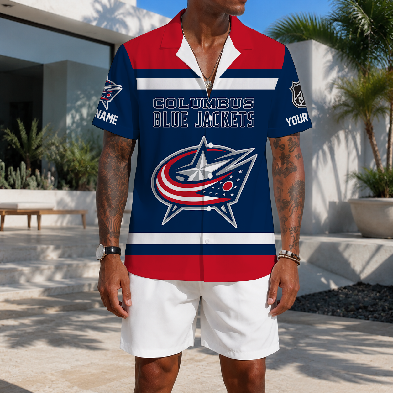 LIMITED EDITION - NEW CUSTOMIZED NHL18 CBJ COLUMBUS BLUE JACKETS UNISEX HAWAIIAN SHIRT