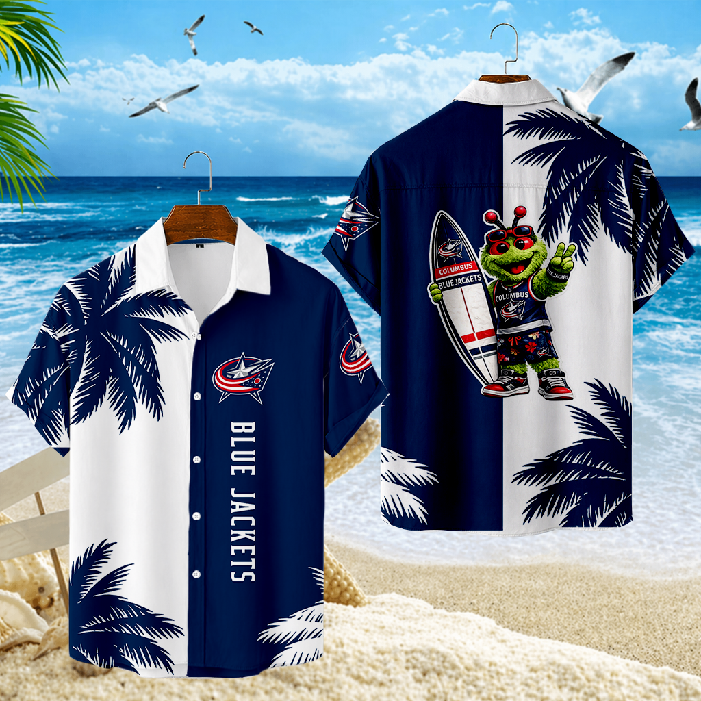 LIMITED EDITION - NEW CUSTOMIZED NHL18 CBJ COLUMBUS BLUE JACKETS UNISEX HAWAIIAN SHIRT