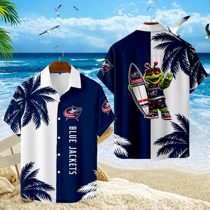LIMITED EDITION - NEW CUSTOMIZED NHL18 CBJ COLUMBUS BLUE JACKETS UNISEX HAWAIIAN SHIRT