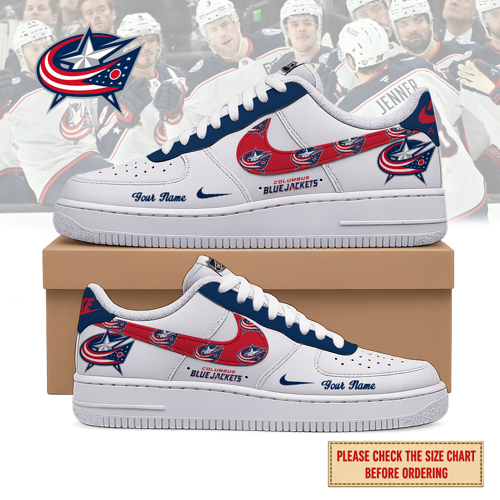 EXCLUSIVE EDITION - NEW CUSTOMIZED NHL18 CBJ COLUMBUS BLUE JACKETS AF1 SHOES