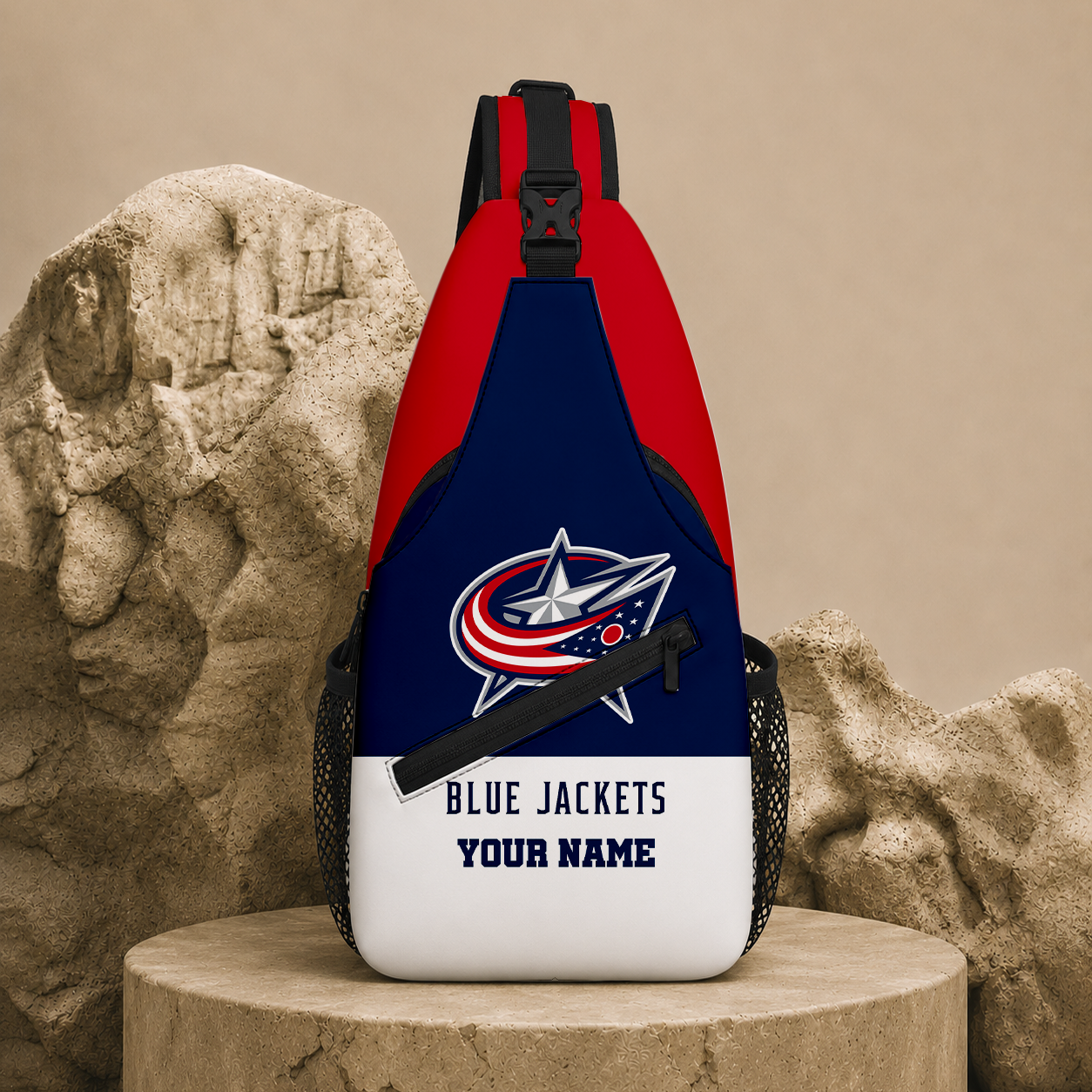 LIMITED EDITION - NEW CUSTOMIZED NHL18 CBJ COLUMBUS BLUE JACKETS SLING BAG