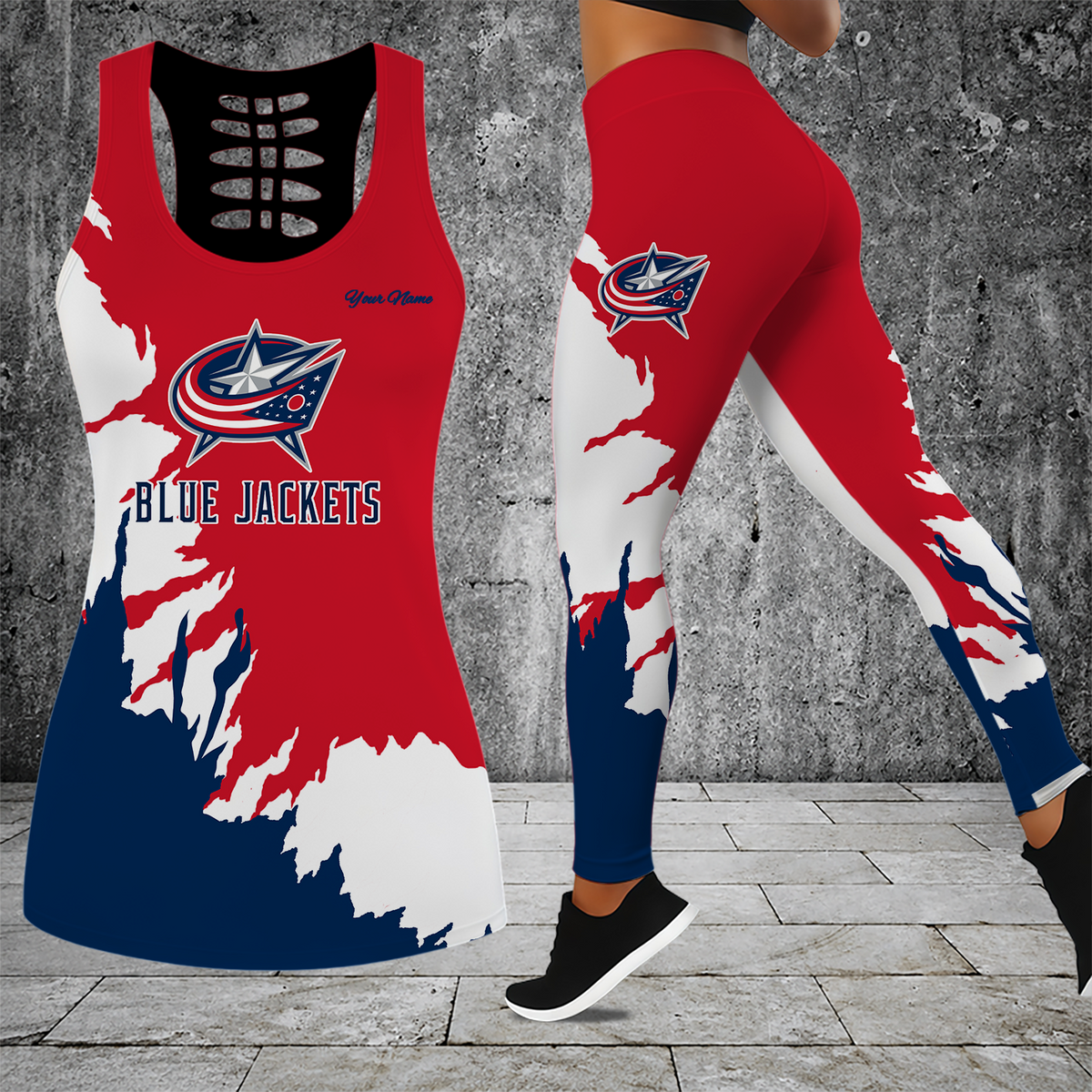 [SUPER SALE] NEW CUSTOMIZED NHL18 CBJ COLUMBUS BLUE JACKETS MEN'S DRAWSTRING CARGO SHORTS