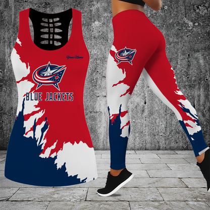 [SUPER SALE] NEW CUSTOMIZED NHL18 CBJ COLUMBUS BLUE JACKETS MEN'S DRAWSTRING CARGO SHORTS