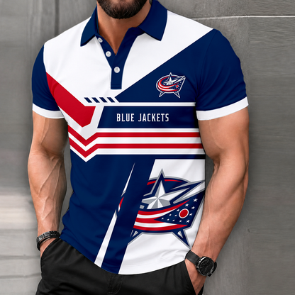 LIMITED EDITION - NEW CUSTOMIZED NHL18 CBJ COLUMBUS BLUE JACKETS POLO SHIRT, ZIP POLO SHIRT & T-SHIRTS