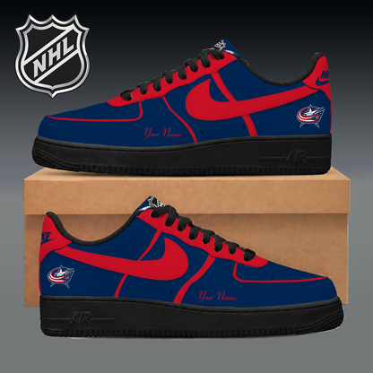LIMITED EDITION - NEW CUSTOMIZED NHL18 CBJ COLUMBUS BLUE JACKETS AF1 SNEAKER
