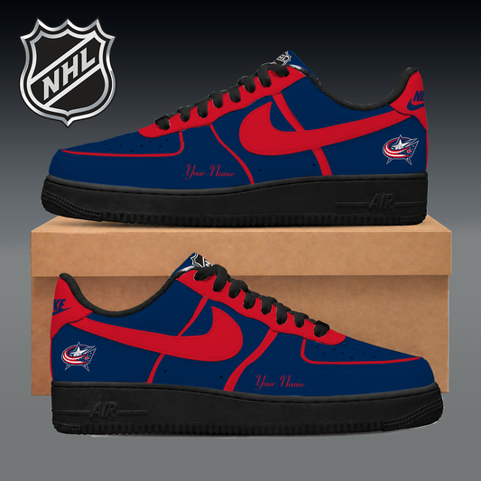 LIMITED EDITION - NEW CUSTOMIZED NHL18 CBJ COLUMBUS BLUE JACKETS AF1 SNEAKER