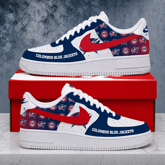 LIMITED EDITION - NEW CUSTOMIZED NHL18 CBJ COLUMBUS BLUE JACKETS AF1 SHOES
