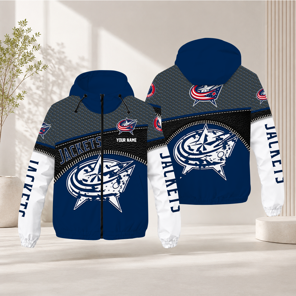 EXCLUSIVE EDITION - NEW CUSTOMIZED NHL18 CBJ COLUMBUS BLUE JACKETS WINDBREAKER JACKET