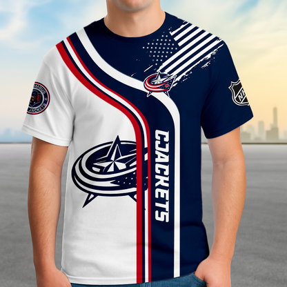 ELITE EDITION - NEW CUSTOMIZED NHL18 CBJ COLUMBUS BLUE JACKETS POLO SHIRT, ZIP POLO SHIRT & T-SHIRTS