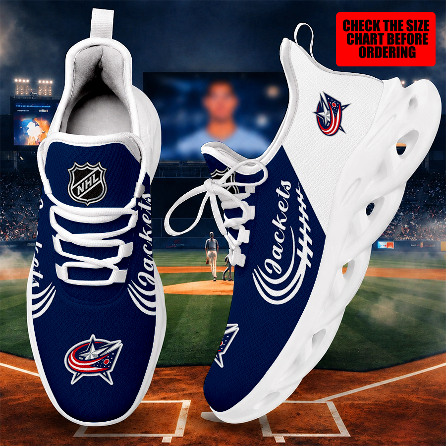 [SUPER SALE ] NEW CUSTOMIZED NHL18 CBJ COLUMBUS BLUE JACKETS MAX SOUL SHOES