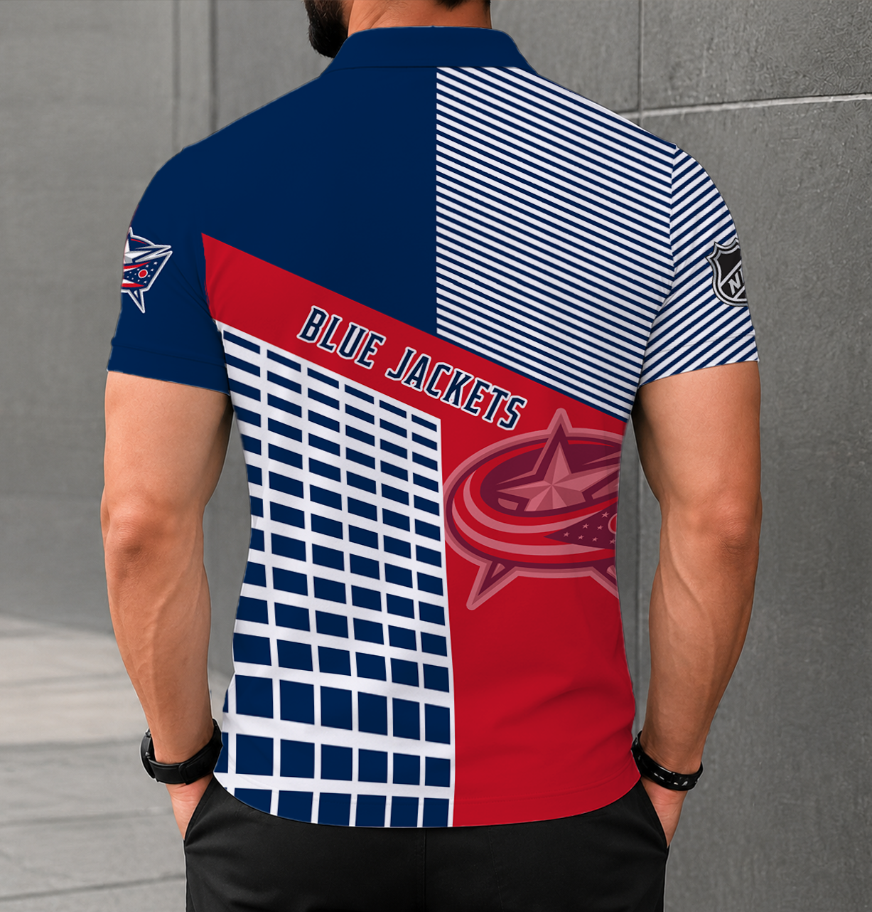 VIRAL EDITION - NEW CUSTOMIZED NHL18 CBJ COLUMBUS BLUE JACKETS POLO SHIRT