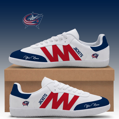 [SUPER SALE] NEW CUSTOMIZED NHL18 CBJ COLUMBUS KHAKI JACKETS CLASSIC SNEAKERS