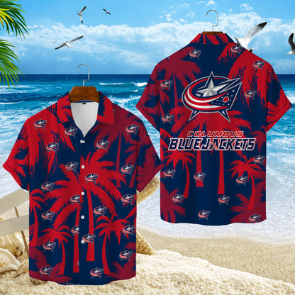 LIMITED EDITION - NEW CUSTOMIZED NHL18 CBJ COLUMBUS BLUE JACKETS UNISEX HAWAIIAN SHIRT