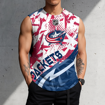 LIMITED EDITION - NEW CUSTOMIZED NHL18 CBJ COLUMBUS BLUE JACKETS TANK TOP & GYM SHIRT