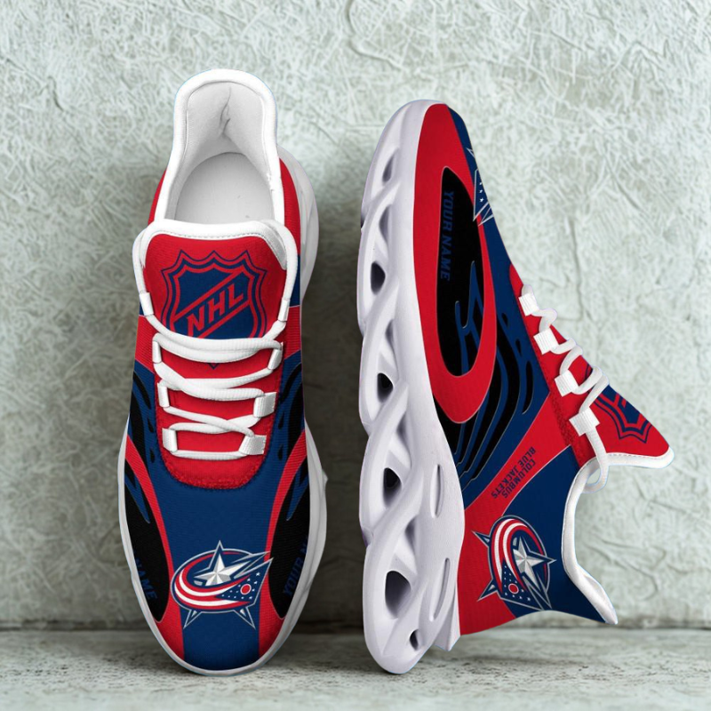 [SUPER SALE ] NEW CUSTOMIZED NHL18 CBJ COLUMBUS BLUE JACKETS MAX SOUL SHOES