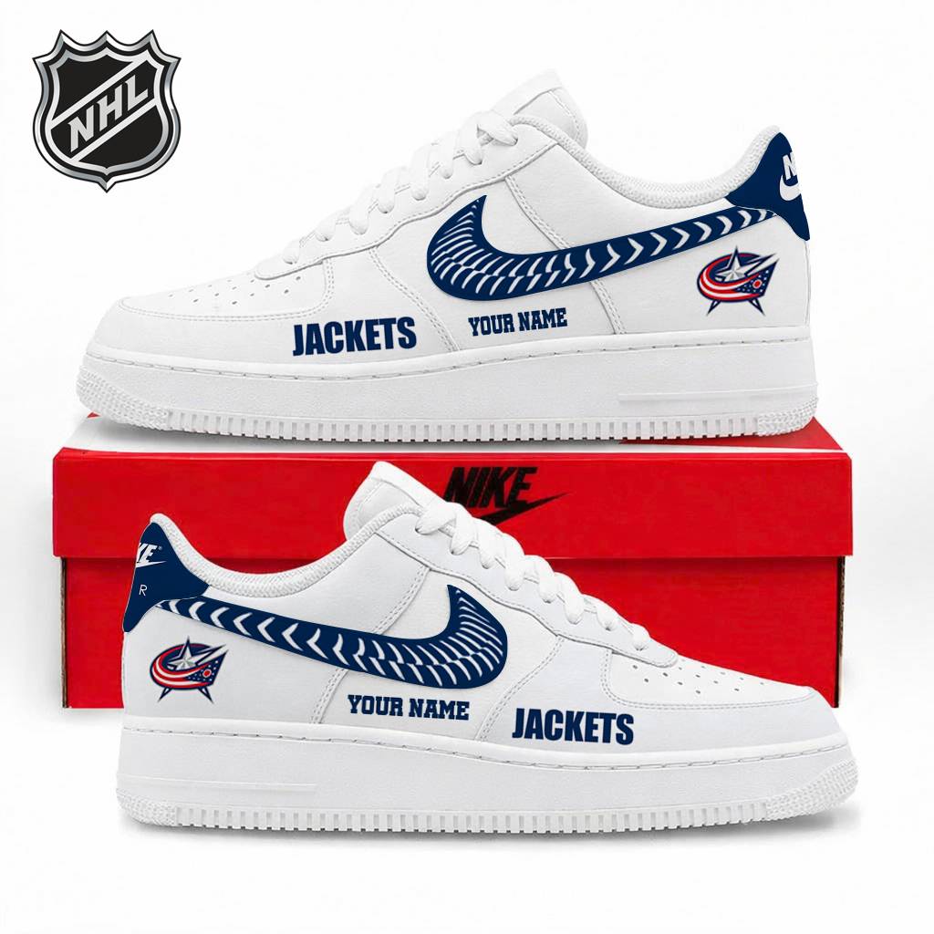 LIMITED EDITION - NEW CUSTOMIZED NHL18 CBJ COLUMBUS BLUE JACKETS AF1 SNEAKERS