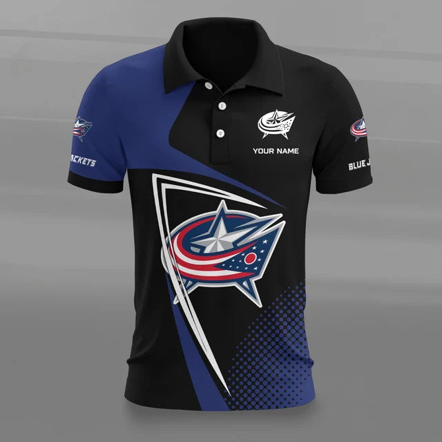 [SUPER SALE] NEW CUSTOMIZED NHL18 CBJ COLUMBUS BLUE JACKETS POLO SHIRT