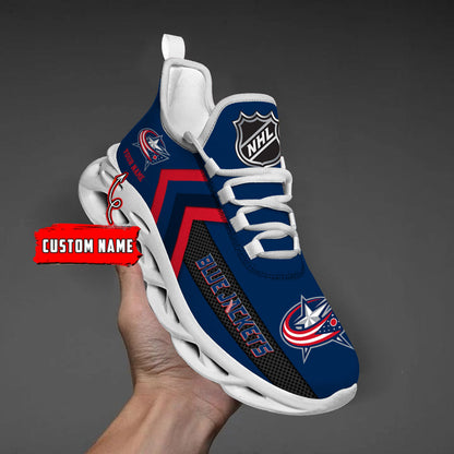 [SUPER SALE ] NEW CUSTOMIZED NHL18 CBJ COLUMBUS BLUE JACKETS MAX SOUL SHOES