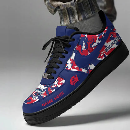 [SUPER SALE] NEW CUSTOMIZED NHL18 CBJ COLUMBUS BLUE JACKETS AF1 SHOES