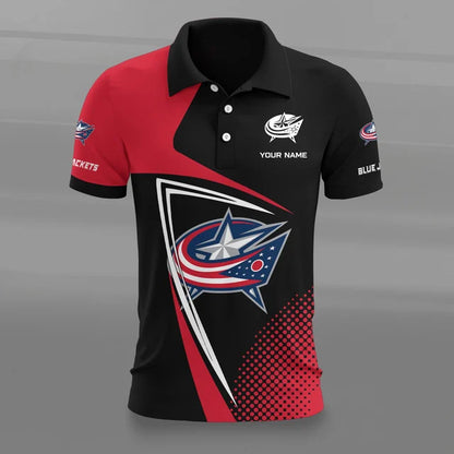 [SUPER SALE] NEW CUSTOMIZED NHL18 CBJ COLUMBUS BLUE JACKETS POLO SHIRT