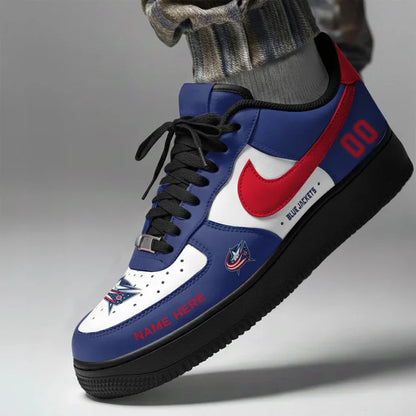 [SUPER SALE] NEW CUSTOMIZED NHL18 CBJ COLUMBUS BLUE JACKETS AF1 SHOES