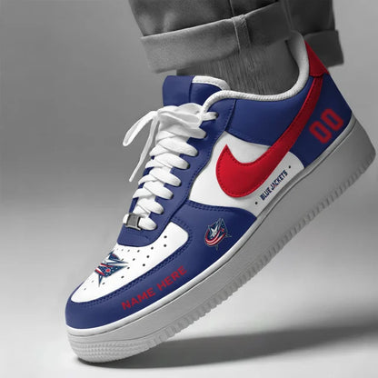[SUPER SALE] NEW CUSTOMIZED NHL18 CBJ COLUMBUS BLUE JACKETS AF1 SHOES