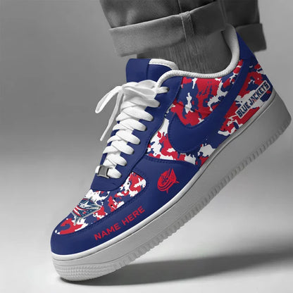 [SUPER SALE] NEW CUSTOMIZED NHL18 CBJ COLUMBUS BLUE JACKETS AF1 SHOES