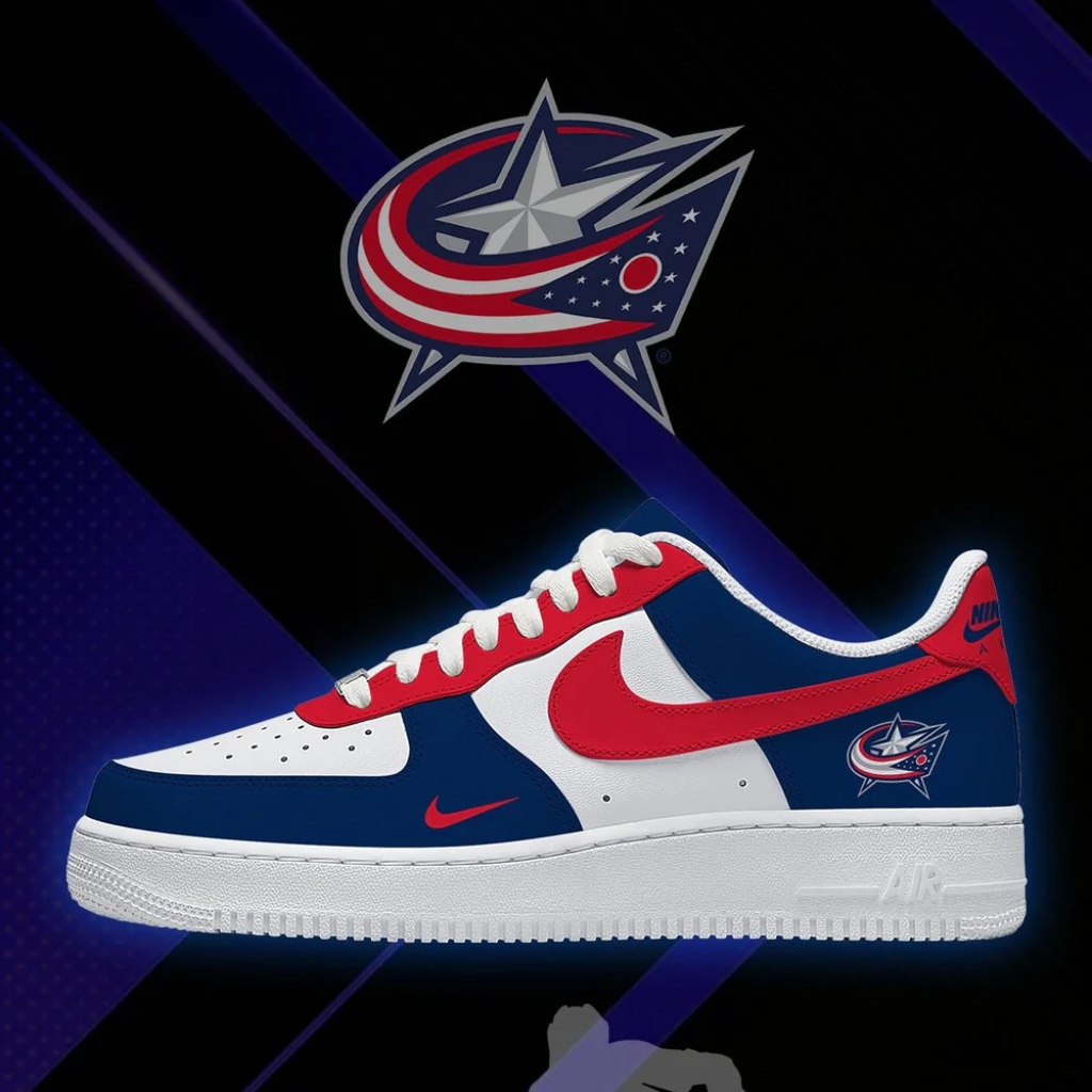 LIMITED EDITION - NEW CUSTOMIZED NHL18 CBJ COLUMBUS BLUE JACKETS AF1 SHOES