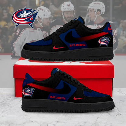 ELITE EDITION - NEW CUSTOMIZED NHL18 CBJ COLUMBUS BLUE JACKETS AF1 SHOES