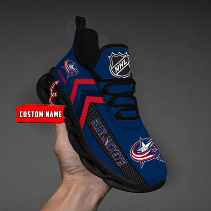 [SUPER SALE ] NEW CUSTOMIZED NHL18 CBJ COLUMBUS BLUE JACKETS MAX SOUL SHOES