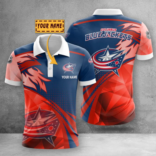 LIMITED EDITION - NEW CUSTOMIZED NHL18 CBJ COLUMBUS BLUE JACKETS POLO SHIRT, ZIP POLO SHIRT & T-SHIRTS