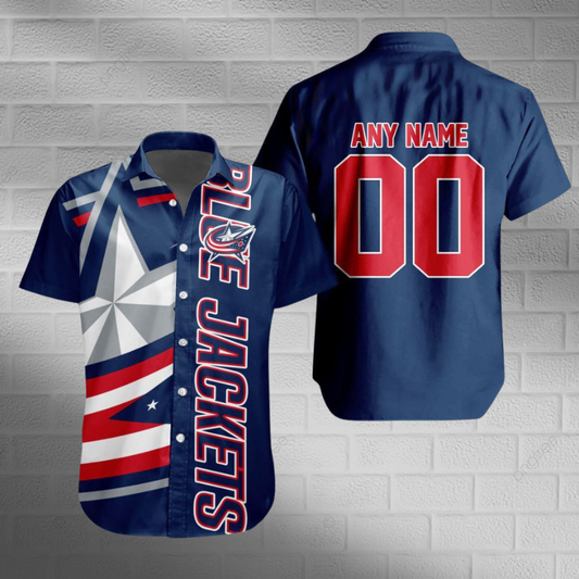 [SUPER SALE] NEW CUSTOMIZED NHL18 CBJ COLUMBUS BLUE JACKETS UNISEX HAWAIIAN SHIRT