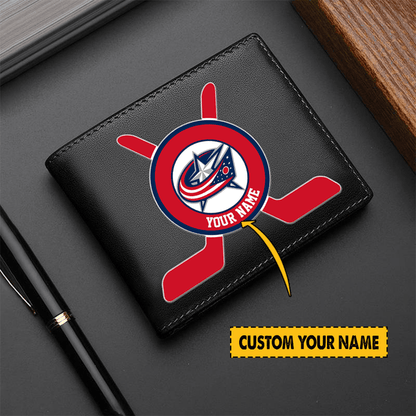 LIMITED EDITION - NEW CUSTOMIZED NHL18 CBJ COLUMBUS BLUE JACKETS LEATHER WALLET