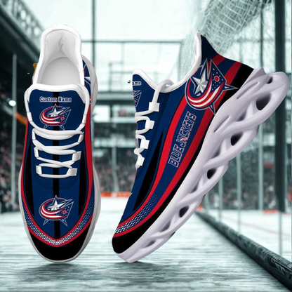 [SUPER SALE ] NEW CUSTOMIZED NHL18 CBJ COLUMBUS BLUE JACKETS MAX SOUL SHOES