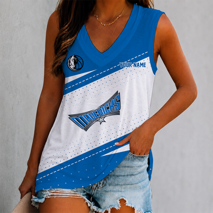 VIRAL EDITION - NEW CUSTOMIZED NBA18 DMA DALLAS MAVERICKS WOMEN'S V-NECK TANK TOP