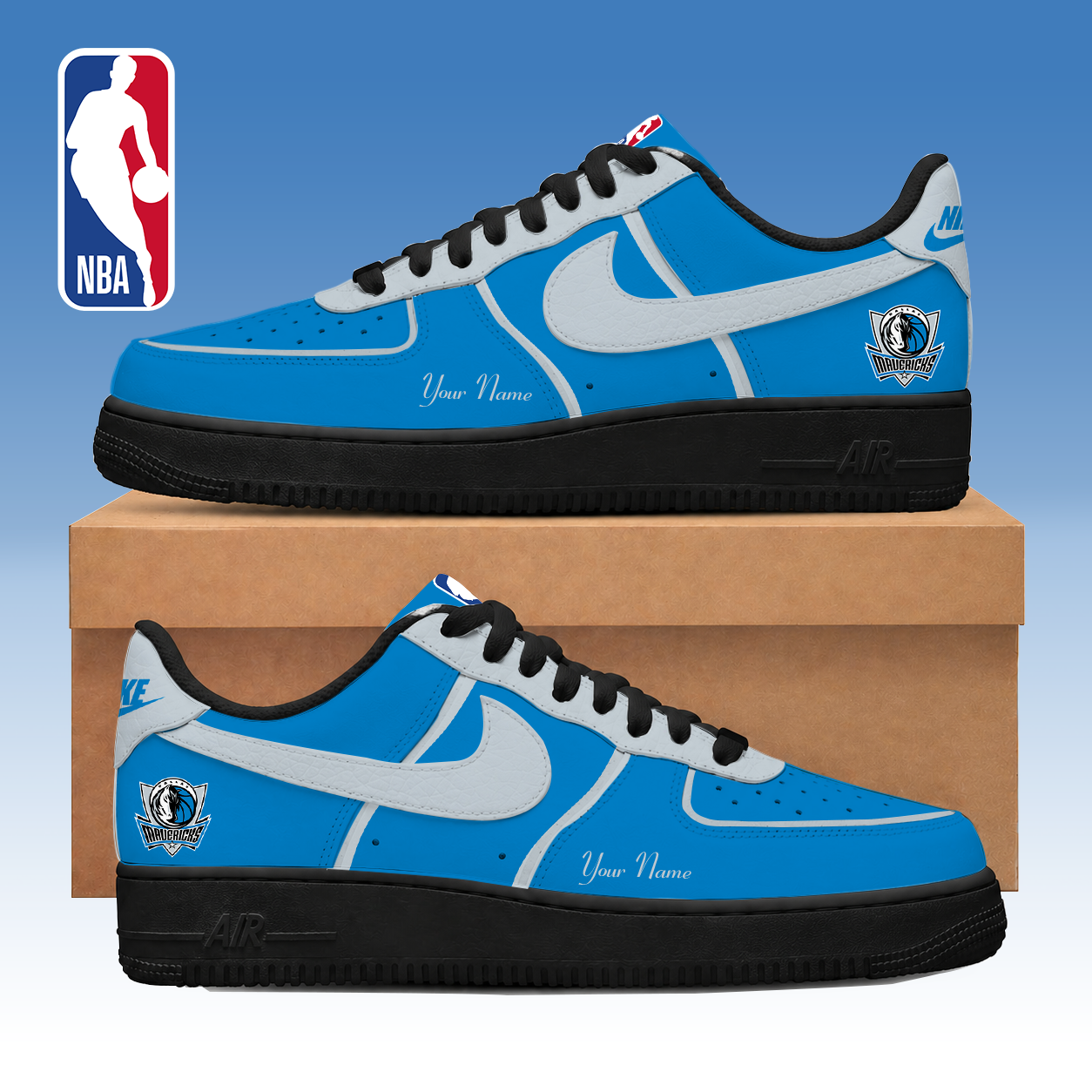 LIMITED EDITION - NEW CUSTOMIZED NBA18 DMA DALLAS MAVERICKS AF1 SNEAKERS