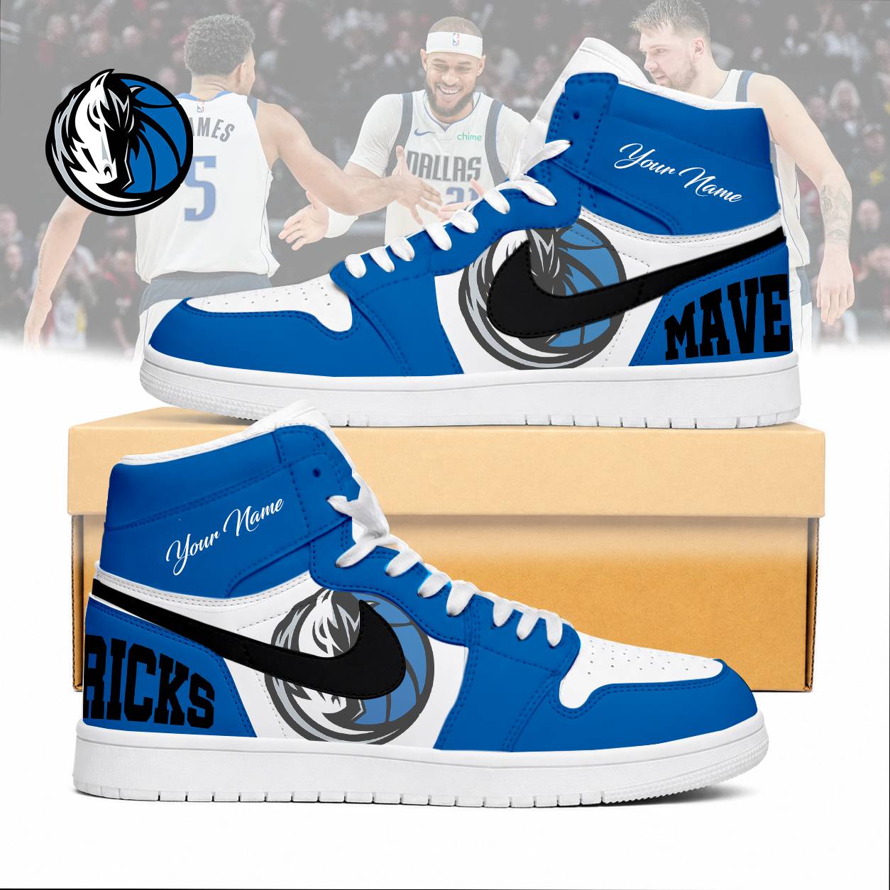 LIMITED EDITION - NEW CUSTOMIZED NBA18 DMA DALLAS MAVERICKS AIR JORDAN SNEAKERS
