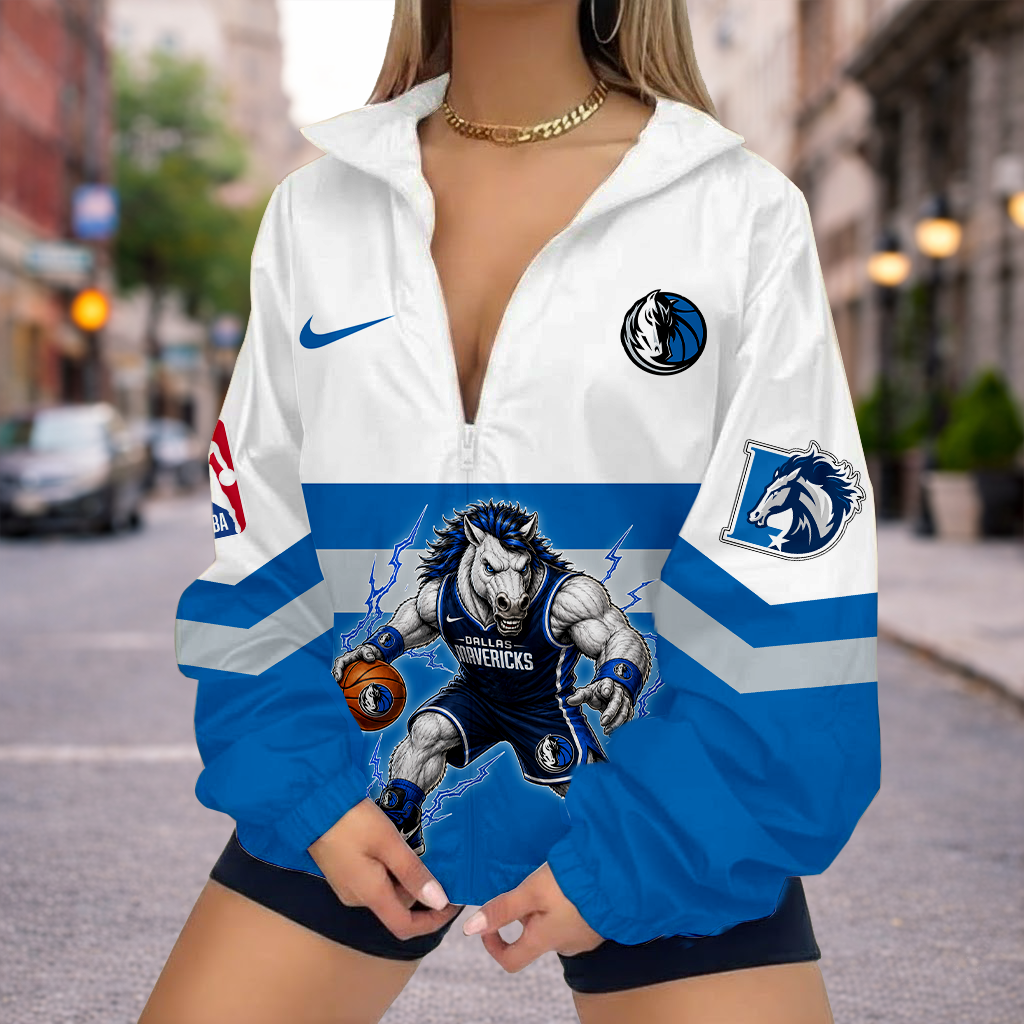 VIRAL EDITION - NEW CUSTOMIZED NBA18 DMA DALLAS MAVERICKS V-NECK ZIPPER SWEATSHIRT JACKET