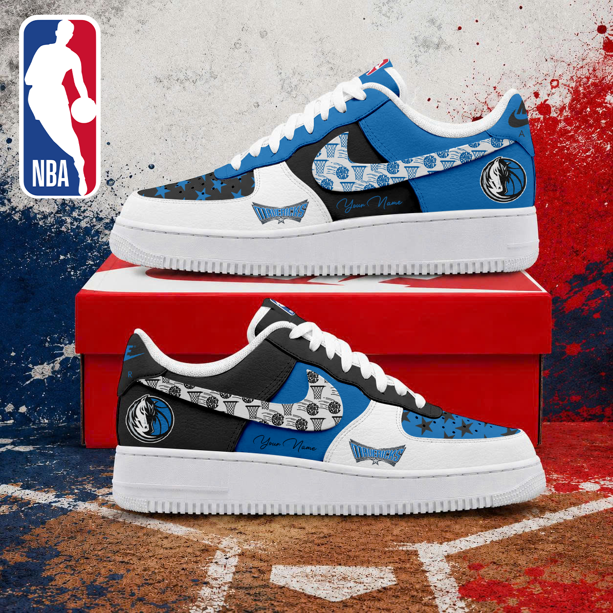 LIMITED EDITION - NEW CUSTOMIZED NBA18 DMA DALLAS MAVERICKS AF1 SNEAKERS