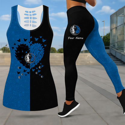 LIMITED EDITION - NEW CUSTOMIZED NBA18 DMA DALLAS MAVERICKS LEGGINGS & HOLLOW TANK TOP SET