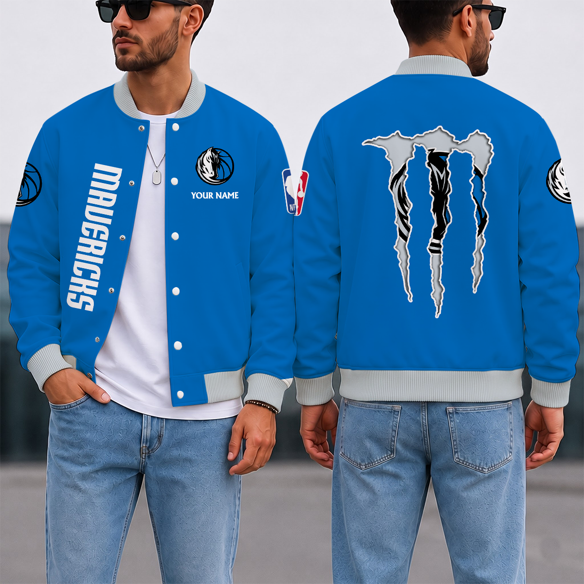LIMITED EDITION - NEW CUSTOMIZED NBA18 DMA DALLAS MAVERICKS BASEBALL JACKET, SATIN VARSITY JACKET