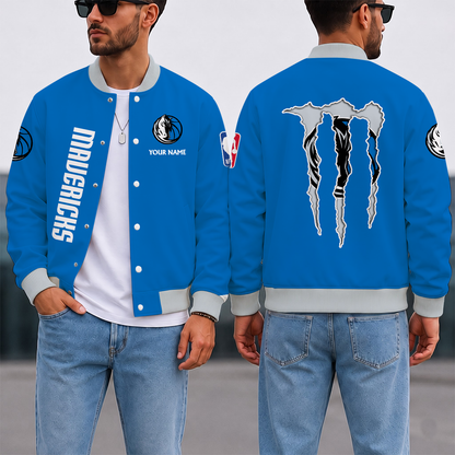 LIMITED EDITION - NEW CUSTOMIZED NBA18 DMA DALLAS MAVERICKS BASEBALL JACKET, SATIN VARSITY JACKET
