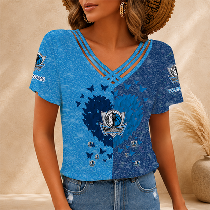 LIMITED EDITION - NEW CUSTOMIZED NBA18 DMA DALLAS MAVERICKS V-NECK SHIRT